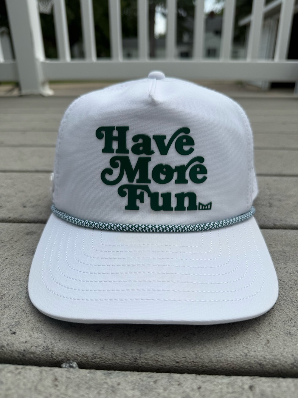 Melin Coronado Links Have More Fun White Hat with Green Logo Golf Classic